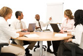 Round table discussion at workplace