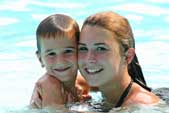 Mother and Son in community pool
