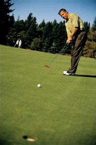 Golfer on the putting green