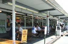 View of outdoor seating at PJs BBQ